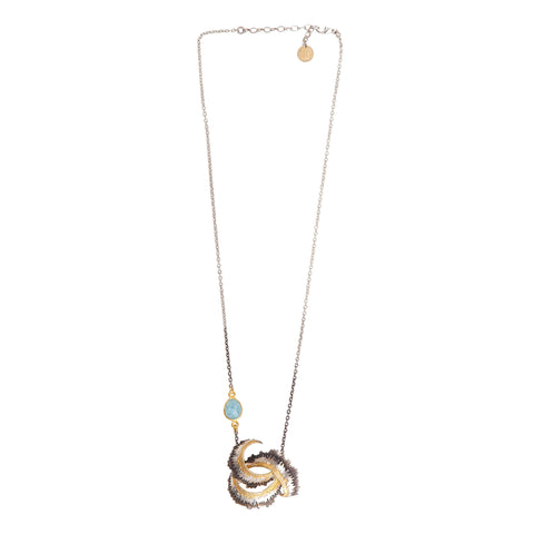 Whirlpool necklace with aquamarine.