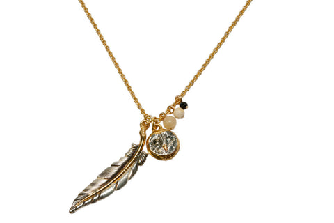 Small Owl Head with Feather Necklace