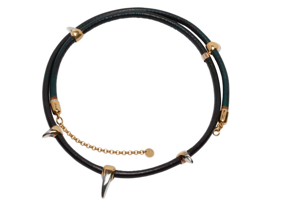Long Hand Dyed Triple Sabre Tooth Necklace