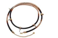 Hand Dyed Leather Sabre Tooth Necklace
