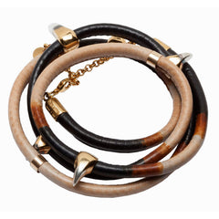 Hand Dyed Leather Sabre Tooth Necklace