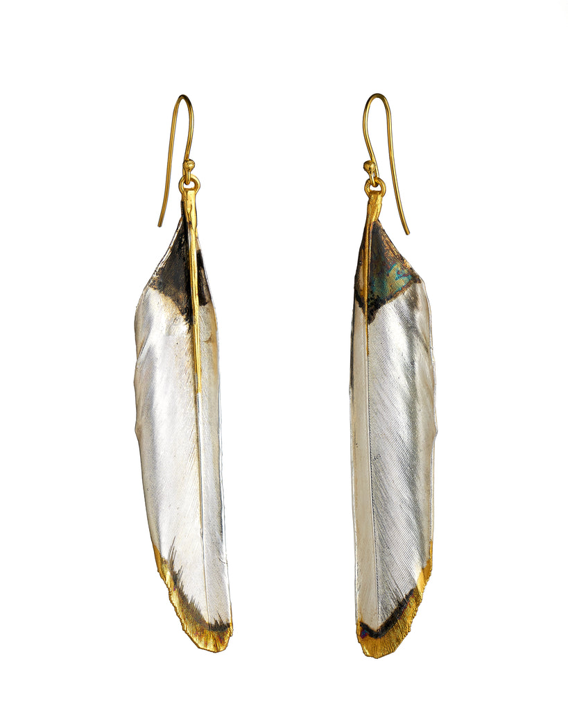 Long Metallic Plume Earrings