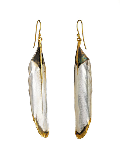 Long Metallic Plume Earrings