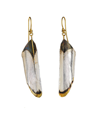 Short Metallic Plume Earrings.