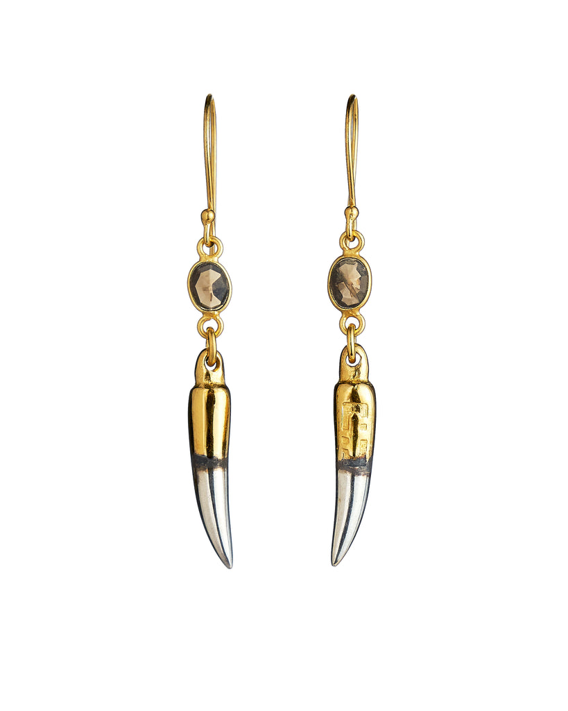 Tusk and stone earrings