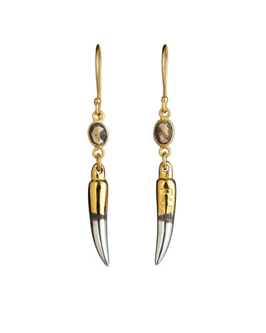Tusk and stone earrings