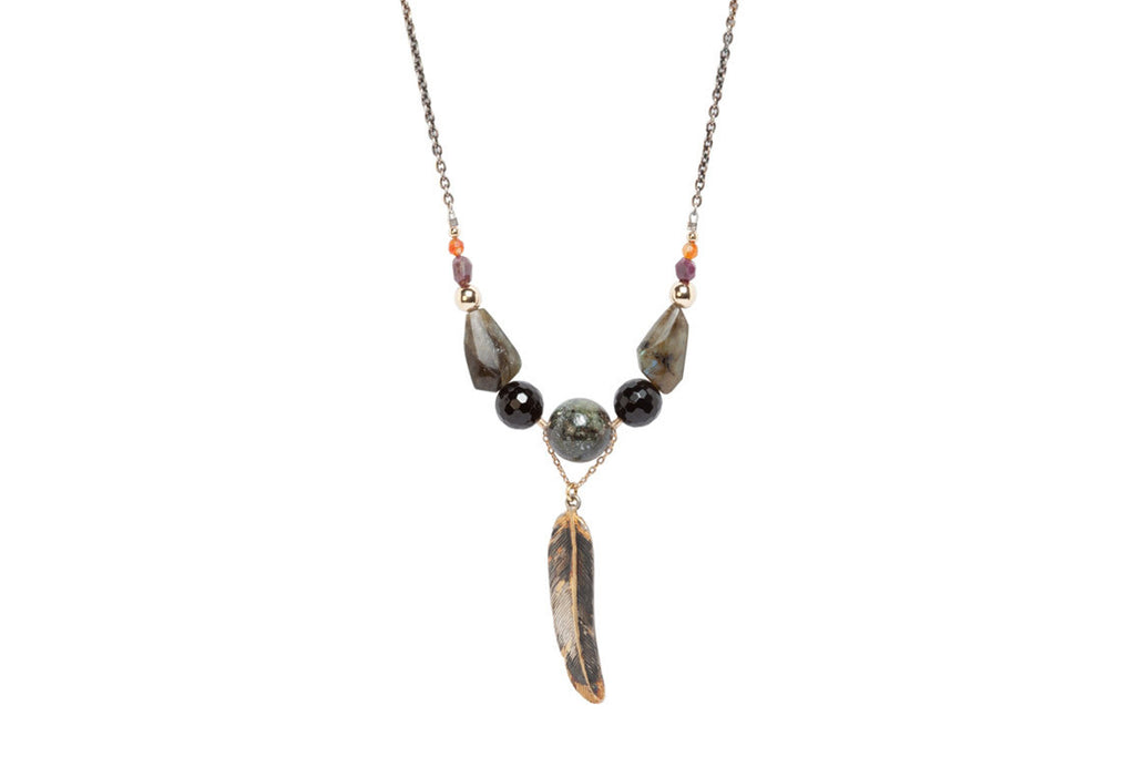 Feather and Stone Necklace