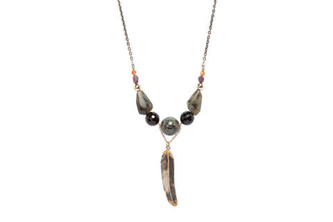 Feather and Stone Necklace